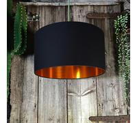 Love Frankie Jet Black Cotton Lampshade with Copper Foil Lining - 35cm Diameter x 20cm Height / (14" x 8")