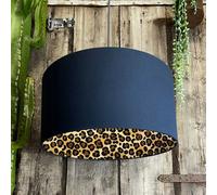 Love Frankie Leopard Print Silhouette Lampshade in Deep Space Navy Cotton - Ceiling Pendant / Arc Lamp - 50cm Diameter x 20cm Height / (20" x 8")