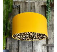 Love Frankie Leopard Print Silhouette Lampshade in Egg Yolk Yellow Cotton - Ceiling Pendant / Arc Lamp - 50cm Diameter x 20cm Height / (20" x 8")