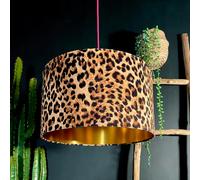 Love Frankie Luxe Leopard Velvet Lampshade with Gold Lining - Ceiling Pendant / Arc Lamp - 70cm diameter x 20cm height (27" x 8")