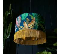 Love Frankie Magic Fruits Lampshade With Gold Lining and Antique Gold Fringing - Table / Floor Lamp - 30cm Diameter x 25cm Height (12" x 10")