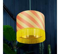 Love Frankie Marmalade Helter Skelter Velvet Lampshades With Gold Foil Lining and Fringing - Table / Floor Lamp - 70cm diameter x 25cm height / 27" x 10"