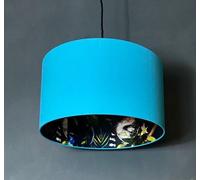 Love Frankie Midnight Blue Lemur Silhouette Lampshade in Sky Blue - Ceiling Pendant / Arc Lamp - 60cm Diameter x 30cm Height / (24" x 12")