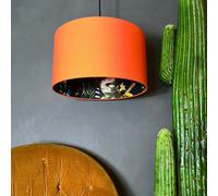Love Frankie Midnight Blue Lemur Silhouette Lampshade in Tangerine Orange - Ceiling Pendant / Arc Lamp - 30cm Diameter x 30cm Height / (12" x 12")