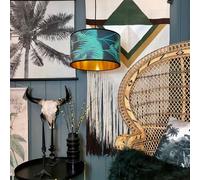 Love Frankie Palm Jungle Wallpaper Lampshade with Gold Lining - Ceiling Pendant / Arc Lamp - 40cm Diameter x 23cm Height / (16" x 9")