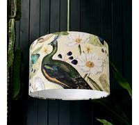 Love Frankie Parchment Mythical Plumes Velvet Lampshade - Ceiling Pendant / Arc Lamp - 30cm Diameter x 25cm Height (12" x 10")