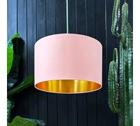 Love Frankie Peach Cotton Lampshade With Gold Foil Lining - 25cm Diameter x 25cm Height / (10" x 10")