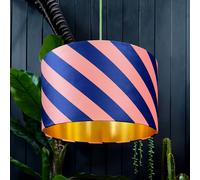 Love Frankie Peach Fuzz Helter Skelter Velvet Lampshades With Gold Foil Lining - 25cm diameter x 20cm height / 10" x 8"