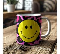 Love Frankie Pink Leopard Print Smiley Face Mug - Animal Print
