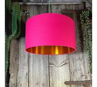 Love Frankie Pomegranate Pink Cotton Lampshade With Copper Foil Lining - 40cm Diameter x 23cm Height / (16" x 9")