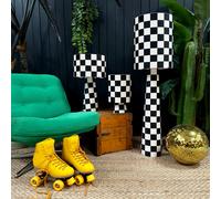 Love Frankie Portable Checkerboard Velvet lamps in Liquorice - Maxi - 112cm Height - Plug in Flex Cable