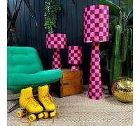 Love Frankie Portable Checkerboard Velvet lamps in Raspberry Ripple - Maxi - 112cm Height - Plug in Flex Cable