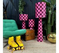 Love Frankie Portable Checkerboard Velvet lamps in Raspberry Ripple - Midi - 52cm Height - Plug in Flex Cable
