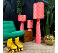 Love Frankie Portable Checkerboard Velvet lamps in Tutti Frutti - Shortie - 35cm Height - Plug in Flex Cable