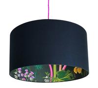 Love Frankie Rabarber Wallpaper Silhouette Lampshade in Deep Space Navy - Ceiling Pendant / Arc Lamp - 50cm Diameter x 30cm Height / (20" x 12")