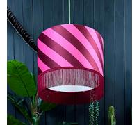 Love Frankie Raspberry Ripple Helter Skelter Velvet Lampshades With Fringing - Ceiling Pendant / Arc Lamp - 50cm diameter x 25cm height / 20" x 10"
