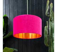 Love Frankie Raspberry Velvet Lampshade With Copper Foil Lining - 25cm Diameter x 25cm Height / (10" x 10")