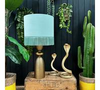 Love Frankie Sea Green Lampshade with Gold Lining & Fringing - Ceiling Pendant / Arc Lamp - 50cm Diameter x 30cm Height / (20" x 12")