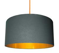 Love Frankie Slate Grey Cotton Lampshade With Gold Lining - 70cm Diameter x 20cm Height / (27" x 8")
