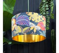 Love Frankie Swallowtail Velvet Lampshade With Gold Lining - Ceiling Pendant / Arc Lamp - 35cm Diameter x 25cm Height (14" x 10")