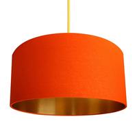 Love Frankie Tangerine Orange Cotton Lampshade With Gold Lining - 35cm Diameter x 20cm Height / (14" x 8")