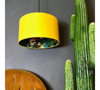 Love Frankie Teal Lemur Silhouette Lampshade in Egg Yolk Yellow - Ceiling Pendant / Arc Lamp - 30cm Diameter x 20cm Height / (12" x 8")