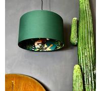 Love Frankie Teal Lemur Silhouette Lampshade in Hunter Green - Ceiling Pendant / Arc Lamp - 30cm Diameter x 20cm Height / (12" x 8")