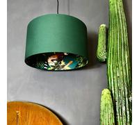 Love Frankie Teal Lemur Silhouette Lampshade in Hunter Green - Table / Floor Lamp - 50cm Diameter x 30cm Height / (20" x 12")