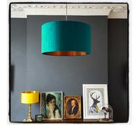 Love Frankie Teal Silk Lampshade With Copper Foil Lining - 70cm Diameter x 20cm Height / (27" x 8")