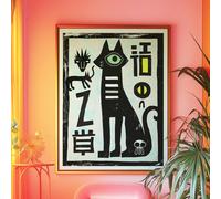 Love Frankie The Cat: Intuition Artwork - Framing Options Available - Black - A1 - Floating Canvas