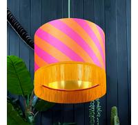 Love Frankie Tutti Frutti Helter Skelter Velvet Lampshades With Gold Foil Lining and Fringing - Table / Floor Lamp - 50cm diameter x 25cm height / 20" x 10"