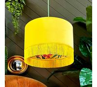 Love Frankie Witch Hazel Botanical Garden Silhouette Lampshade in Sunset Velvet & Fringing - Ceiling Pendant / Arc Lamp - 25cm diameter x 25cm Height (10" x 10")