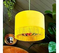 Love Frankie Witch Hazel Botanical Garden Silhouette Lampshade in Sunset Velvet & Fringing - Ceiling Pendant / Arc Lamp - 60cm diameter x 25cm Height (24" x 10")