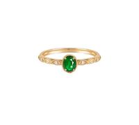 Love Friendship Ring, Funny Engagement Ring Gold Oval with 0.25Ct Emerald and Diamond 9K Yellow Gold Size L 1/2