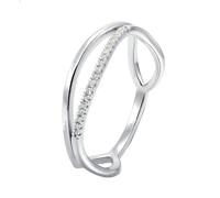 Love Friendship Ring, Ladies Wedding Bands White Gold 18K with 0.057ct Round Diamond Size I 1/2