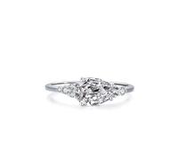 Love Friendship Ring, Promise Ring Unique Water Drop Silver with Lab Created Diamond 18K White Gold Size P 1/2