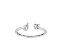Love Friendship Ring, Rings for Women Marriage Open Design with Waterdrop and Round 0.25ct Lab Diamond 18K White Gold Size V 1/2