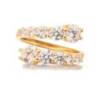 Love Friendship Ring, Womens Wedding Bands Open-Mouthed Ring 14K White Gold with White Moissanite Size K 1/2