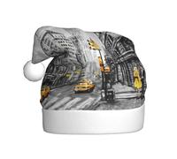 Love From New York Christmas Hat, Santa Hat For Adults Print Comfort Plush Xmas Hat For Christmas New Year Supplies