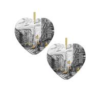 Love From New York Christmas Tree Ceramic Hanging Bauble Personalised Xmas Baubles Cute Christmas Ornaments Gifts For Kids Family Friends