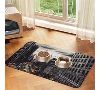 Love from New York Dog Food Mats for Floors, 16x24 Inch Non-Slip Super Absorbent Pet Food Mat, Dishwasher Dog Mat for Food and Water, Cute Rubber Quick Dry Pet Feeding Mat for Dogs Puppy Cats