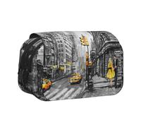 Love from New York Flip-Top Double-Layer Pencil Case,Large Capacity (Holds 50 Pens/Pencis),Full-Print Durable Polyester School Office Supplies