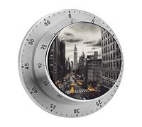 Love from New York Mechanical Kitchen Timer for Cooking 60 Min with Magnetic Backing Loud Alarm,Stainless Steel Wind Up Countdown Timer Cute Egg Timers for Cooking Studying Gaming Classroom Office Gy