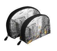 Love from New York Portable Shell Cosmetic Bag Set - Travel Makeup Organiser with Zipper & Inner Compartments