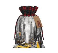 Love from New York -Print Burlap Drawstring Bags Plaid Design, Eco-Friendly Party Favors Packaging For Christmas Birthday.