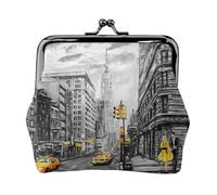 Love from New York Women's Leather Kiss-Lock Coin Purse,Double-Sided Full Print Pattern,Ultra-Fine Fiber Leather,Small Clutch Wallet for Cash,Cards,Coins