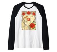 Love, Gently Held Vintage Art Nouveau Romance Raglan Baseball Tee