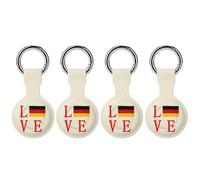 Love Germany Flag Trendy GPS Cases Holder with Key Chain Ring Portable Protective Covers Compatible with Airtag