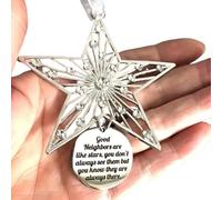 Love Gift Decoration,Love for Neighbors Gift Decoration,Hanging Decorations withBlessing Inscription,Friendship Gifts for Holiday Christmas Party (Good Neighbors Are Like Stars)
