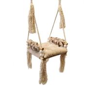 Love Gifts® Children's Swing 3-7 Years Made of Wood, Also Suitable as an Indoor Swing, Can be Mounted on the Ceiling and in the Door Frame, Beige